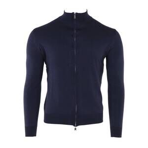 NEW PASHMERE men's double reversible extrafine full zip mock in navy & grey
